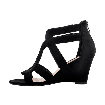 Gladiator Cut Out Open Toe Wedge Sandals - Onlymaker