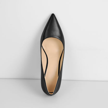 Black Pointed Toe Wedge High Heel Pumps - Onlymaker