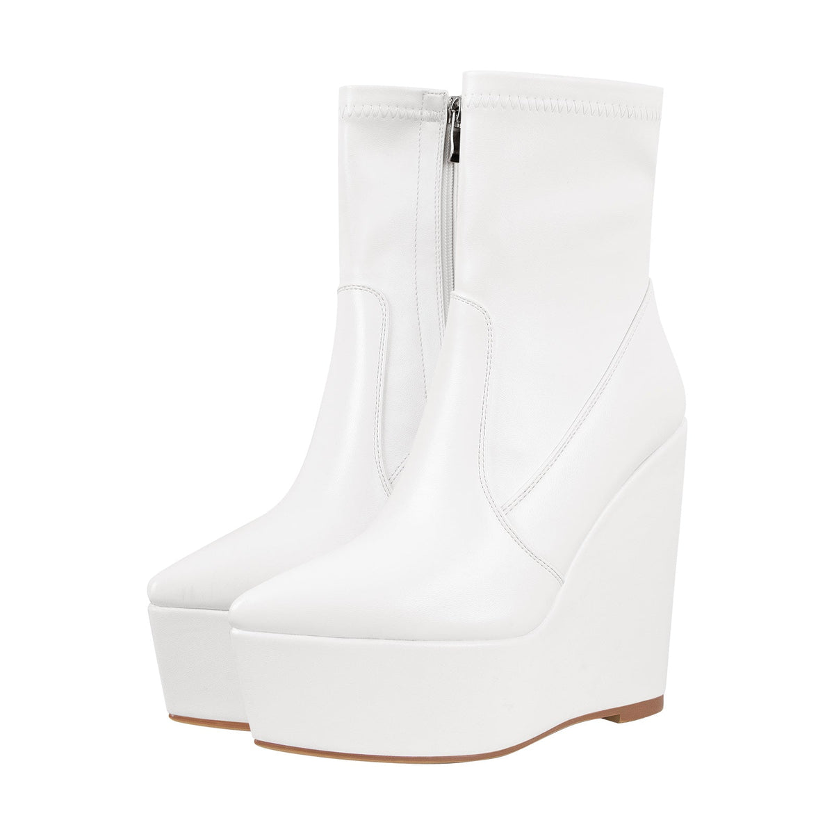 Wedge High Heel Platform Zip up Ankle Boots - Onlymaker