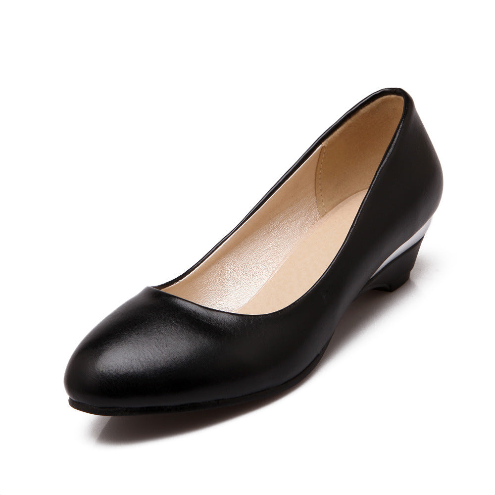 Round Toe Wedge Heel Daily Pumps - Onlymaker