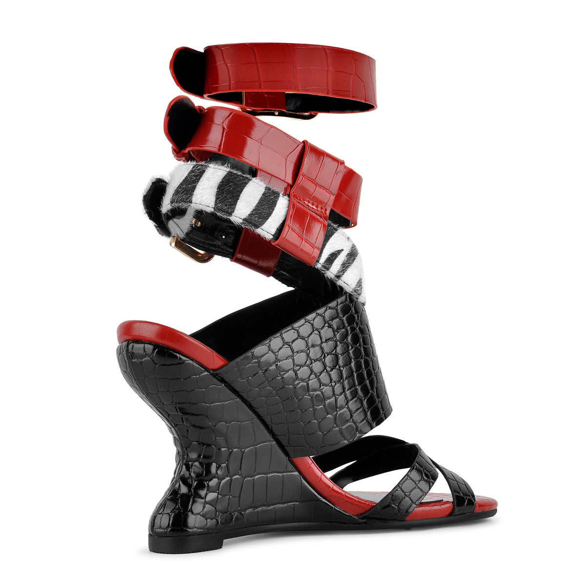 Stone Buckle Straps Wedge Heel Sandals - Onlymaker