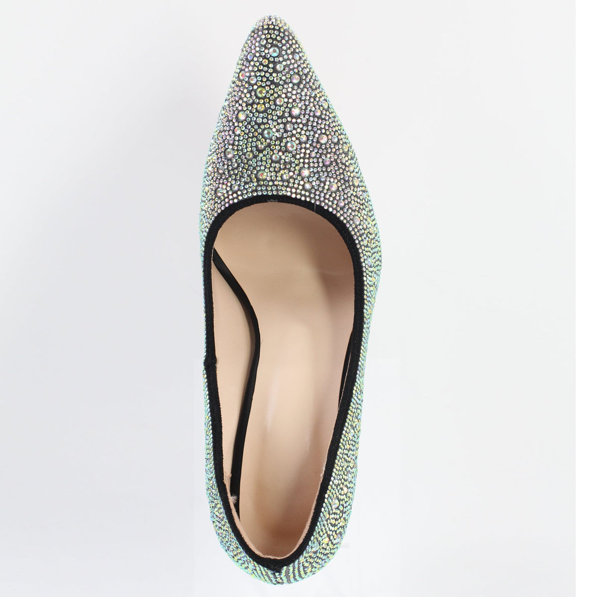 Rhinestone Pointed Toe Chunky Heel Pumps - Onlymaker