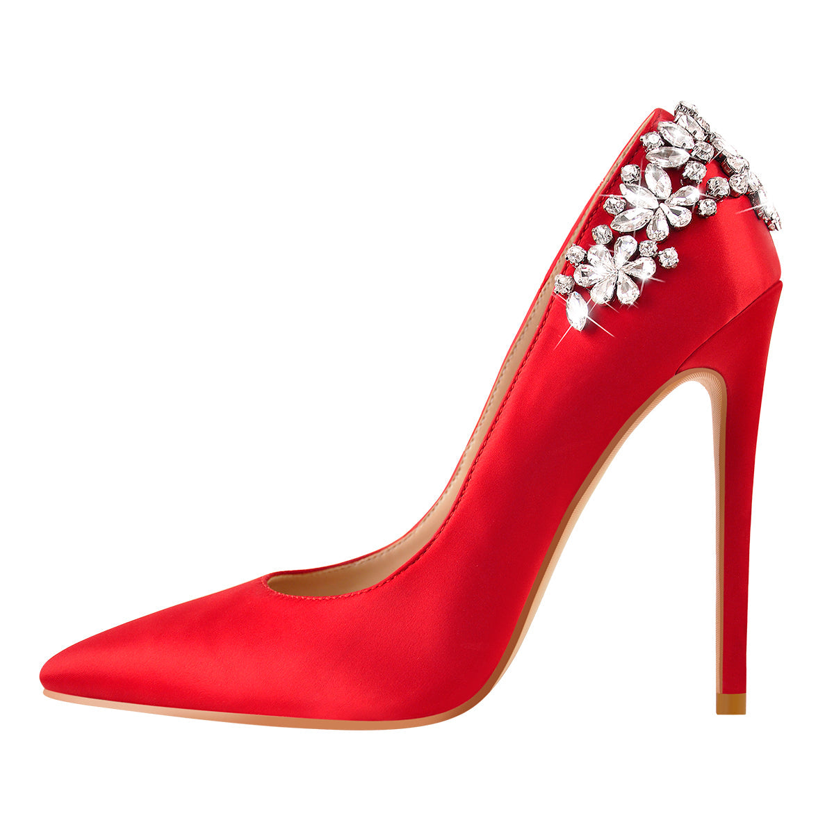 Pointed Toe Rhinestone Stiletto Pumps - Onlymaker