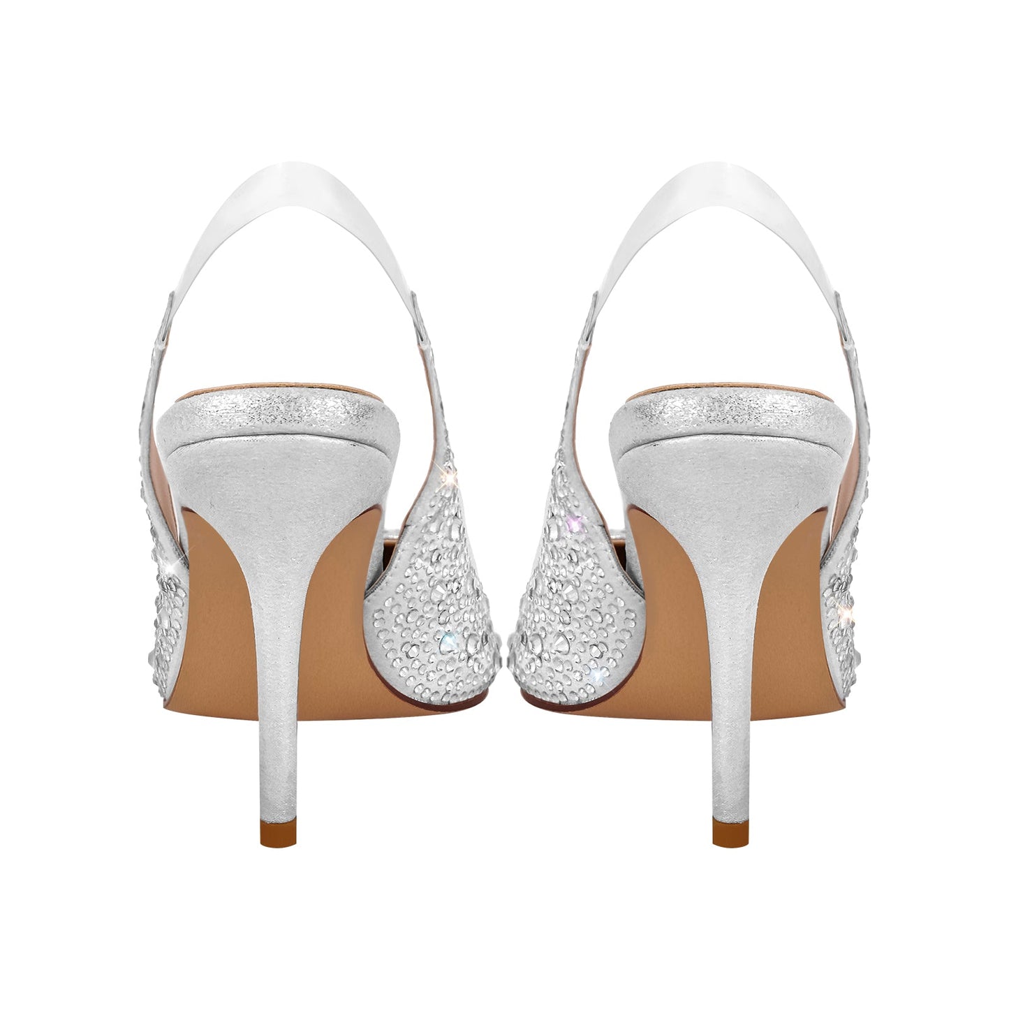 Rhinestone Pointed Toe Slingback High Heel Pumps - Onlymaker