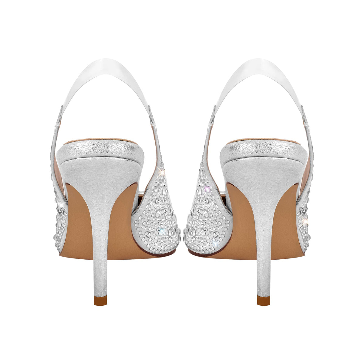 Rhinestone Pointed Toe Slingback High Heel Pumps - Onlymaker