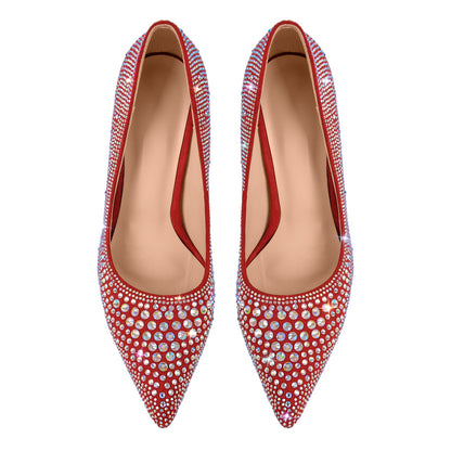 Rhinestone Pointed Toe Stiletto Pumps - Onlymaker