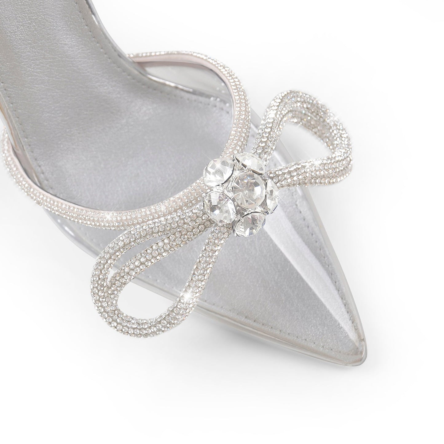 Rhinestone Bow Pointed Toe High Heel Pumps - Onlymaker