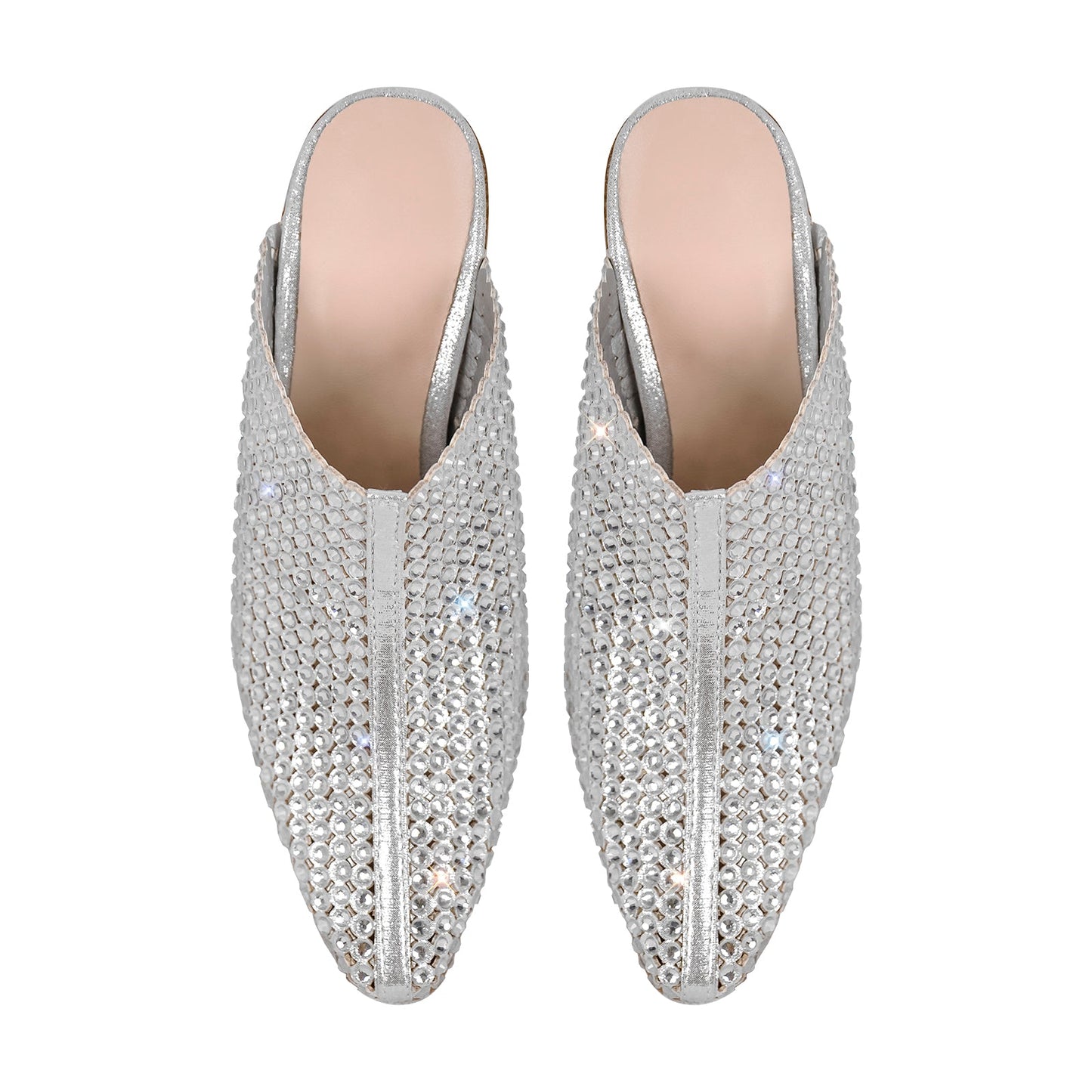 Rhinestone Wooden Chunky Heel Mules - Onlymaker