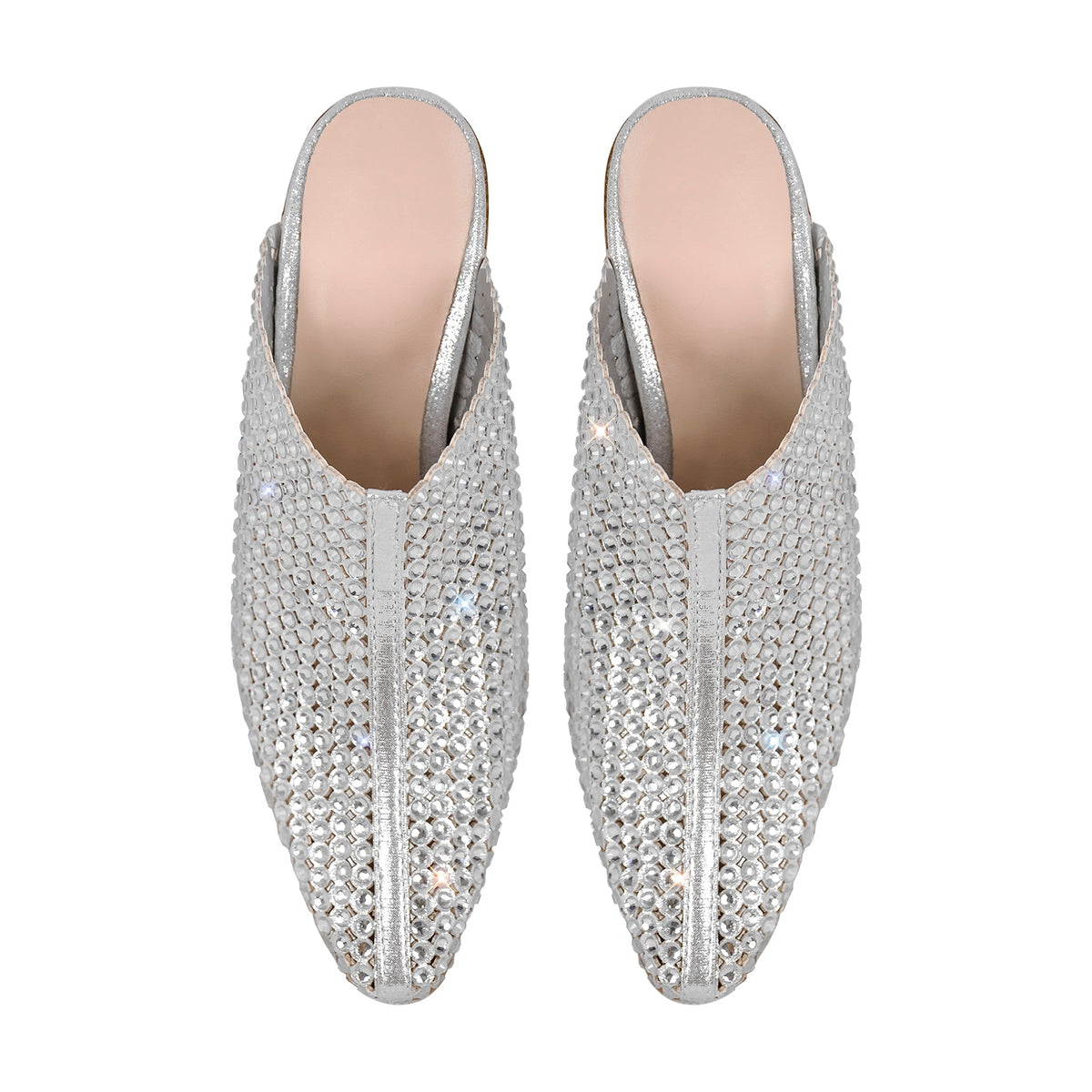 Rhinestone Wooden Chunky Heel Mules - Onlymaker