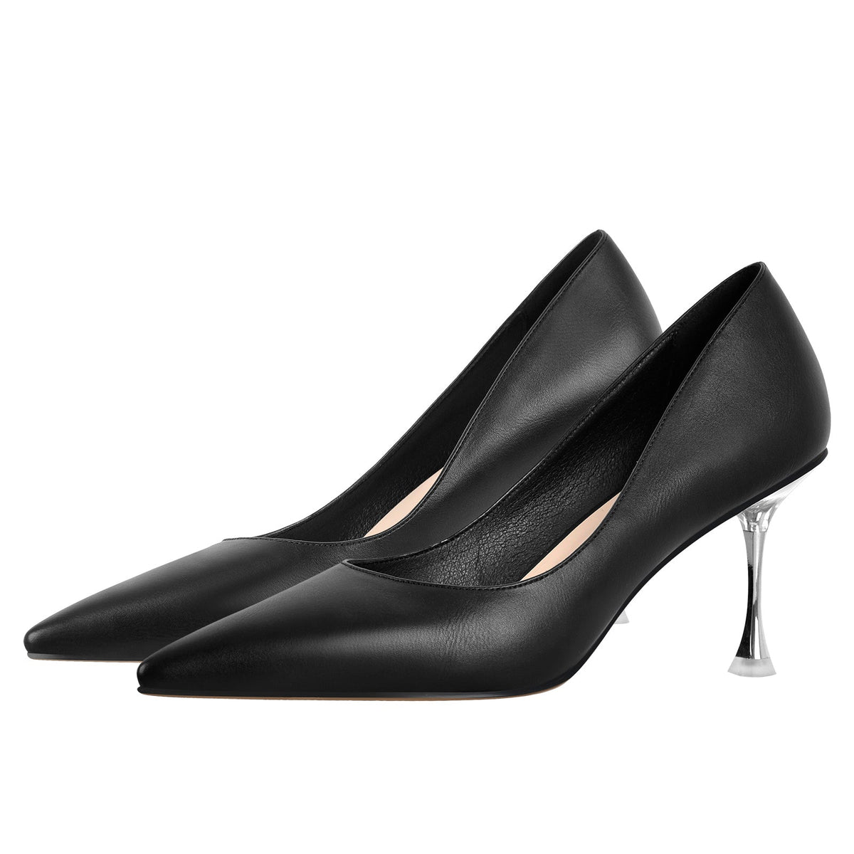 Black Slip on Mid Heel Pumps - Onlymaker