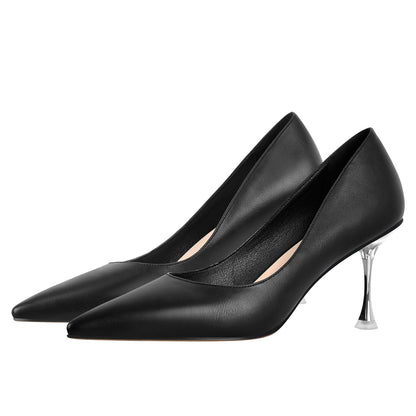 Black Slip on Mid Heel Pumps - Onlymaker