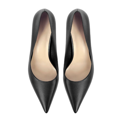 Black Slip on Mid Heel Pumps - Onlymaker