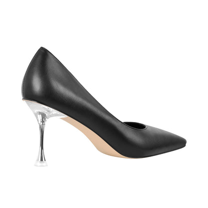 Black Slip on Mid Heel Pumps - Onlymaker