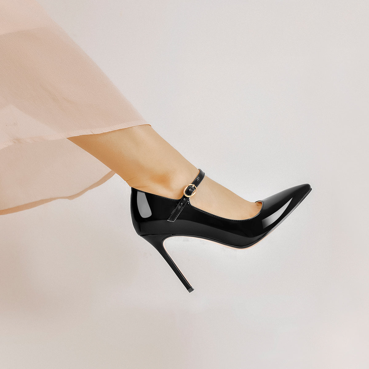Patent Black Pointed Toe High Heel Stiletto Pumps - Onlymaker