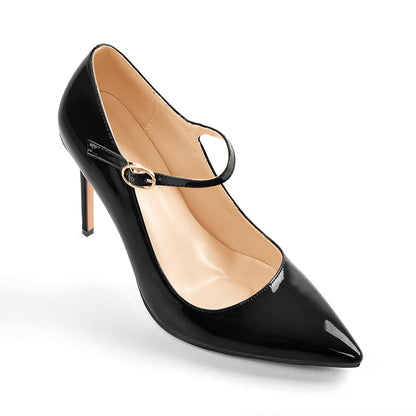 Patent Black Pointed Toe High Heel Stiletto Pumps - Onlymaker