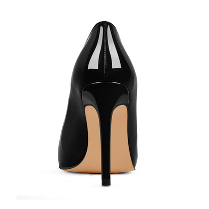 Patent Black Pointed Toe High Heel Stiletto Pumps - Onlymaker