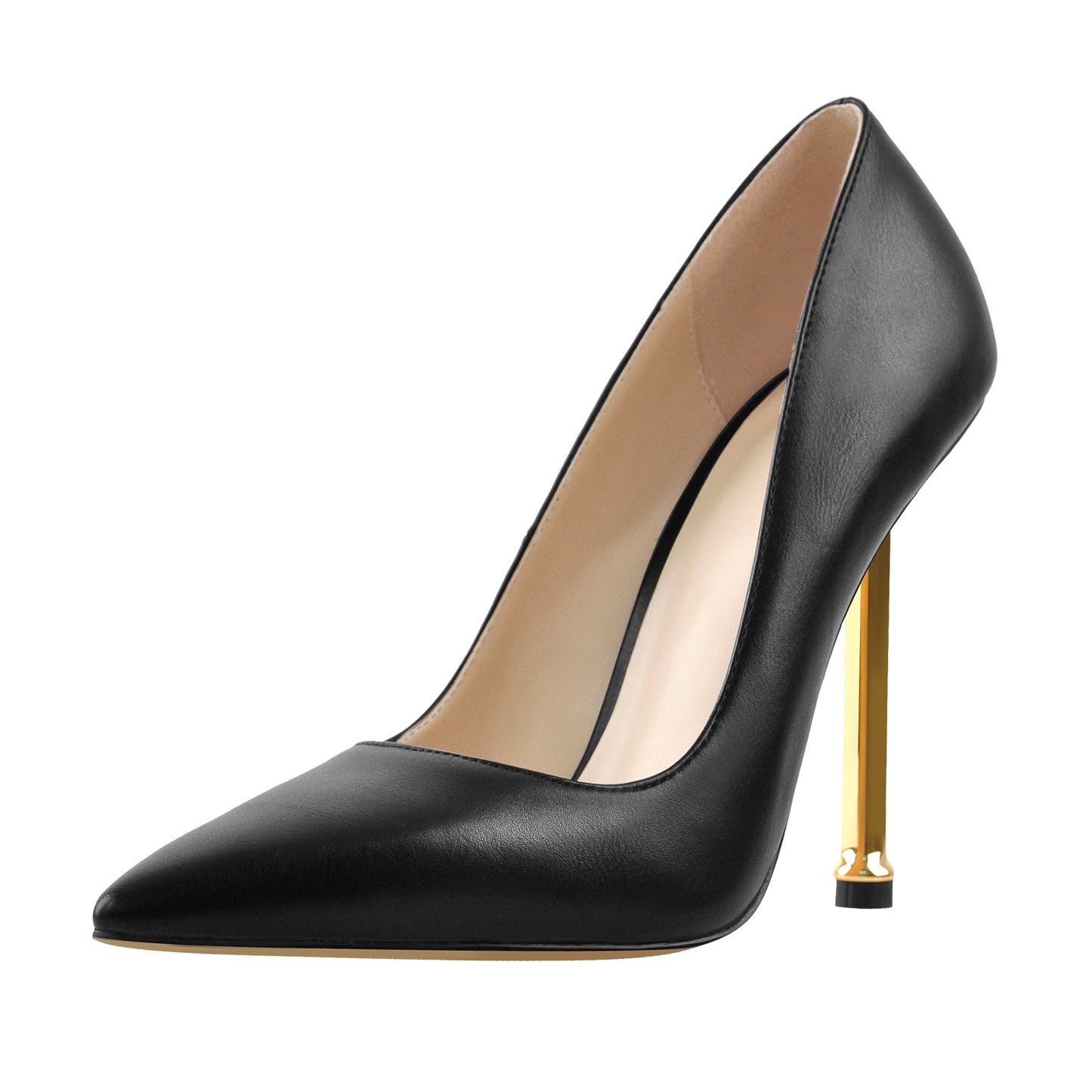 Matte Black High Metal Heels Stiletto Pumps - Onlymaker