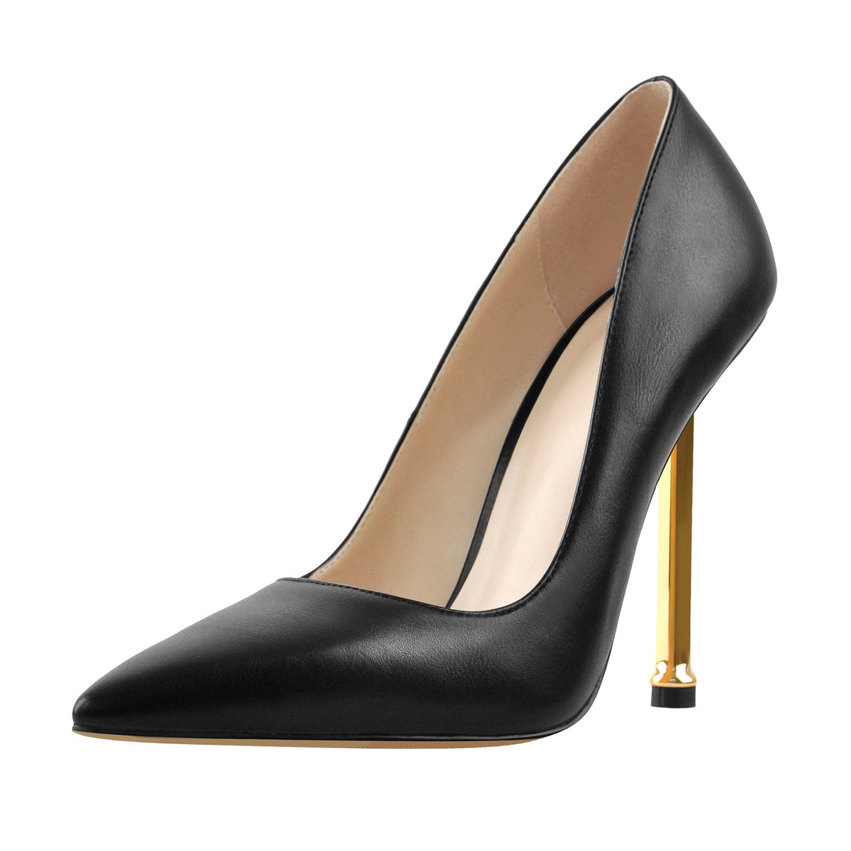 Matte Black High Metal Heels Stiletto Pumps - Onlymaker