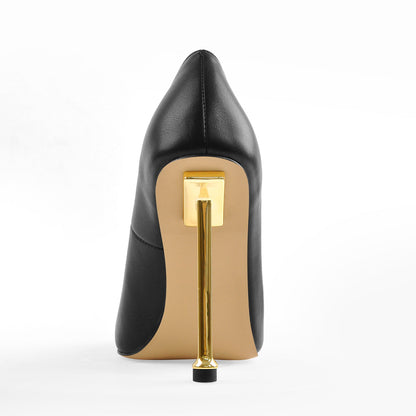 Matte Black High Metal Heels Stiletto Pumps - Onlymaker