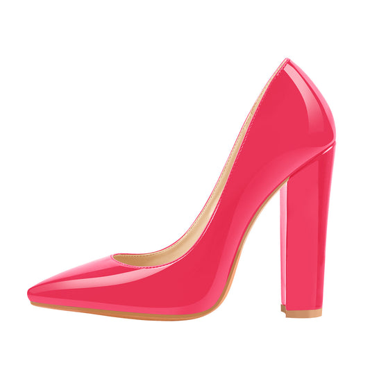 Basic Pumps Pointed Toe Chunky High Heels - Onlymaker