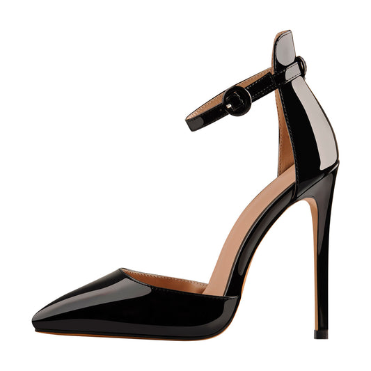 Pointed Toe Ankle Strap Stiletto High Heels Pumps - Onlymaker