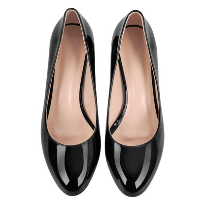 Round Toe Classic Stiletto Pumps - Onlymaker