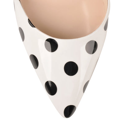 Polka Dot Transparent Ankle Straps Stiletto Pumps - Onlymaker