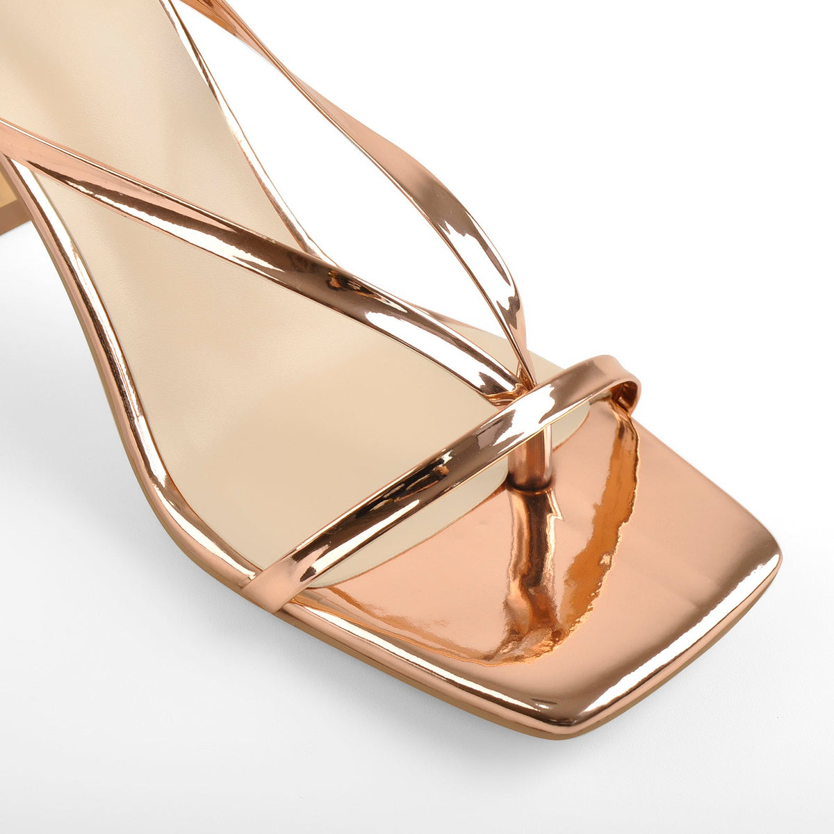 Rose Gold Band High Tapered Heels Sandals - Onlymaker