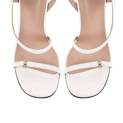 Square Toe Strap Slingback Stiletto Sandals - Onlymaker