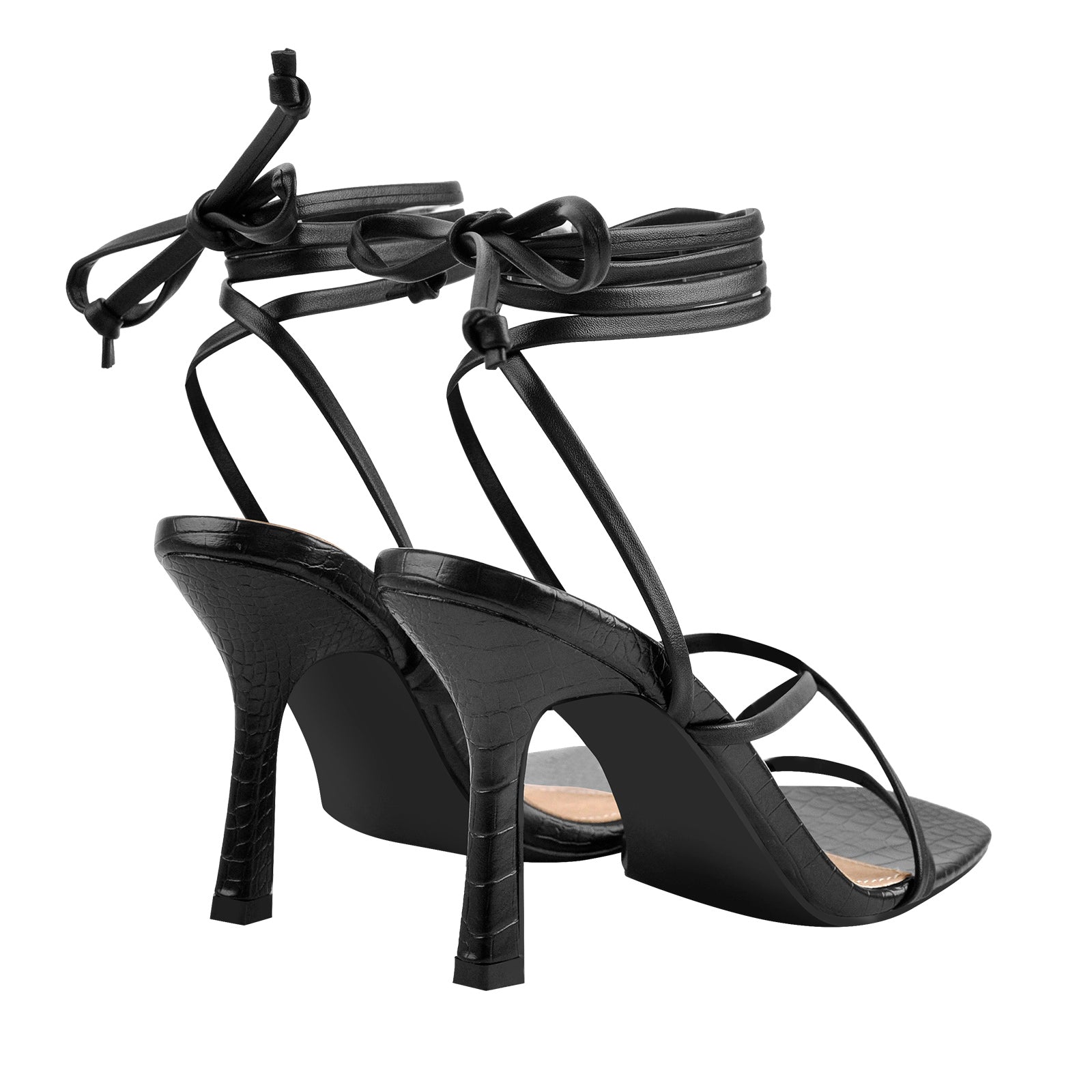 Ankle Strap Square Toe Stiletto Sandals - Onlymaker