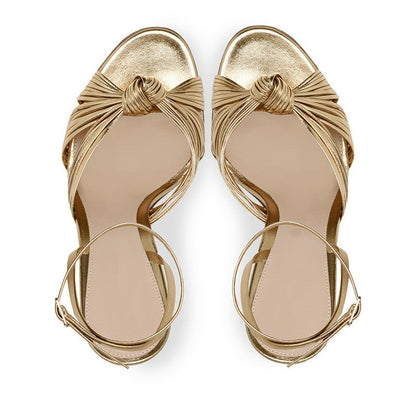Round Toe Ankle Strap Stiletto Sandals - Onlymaker