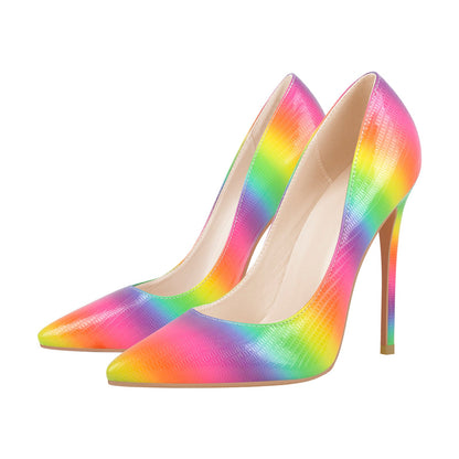 Multicolor Snake Pattern Pointed Toe Stilettos Pumps - Onlymaker