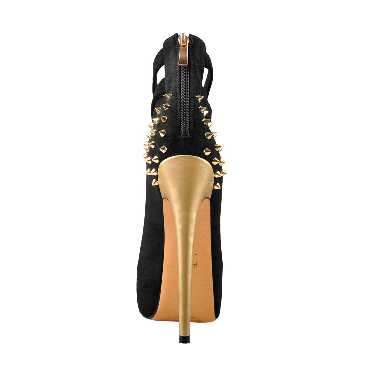 Round Toe Platform Metallic Rivet High Heel Pumps - Onlymaker