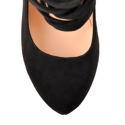 Round Toe Platform Metallic Rivet High Heel Pumps - Onlymaker