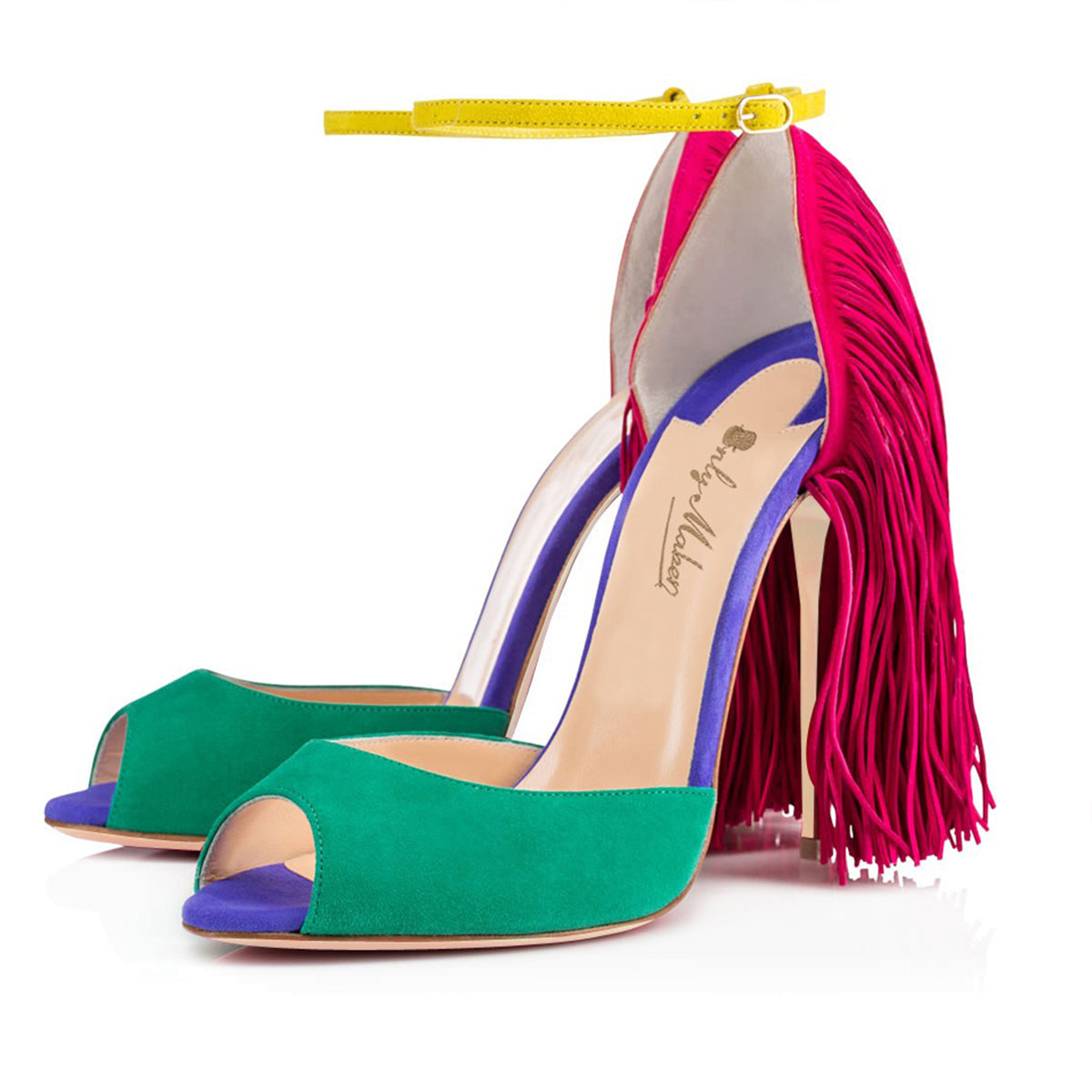 Fringe Decoration Peep Toe High Heel Sandals - Onlymaker