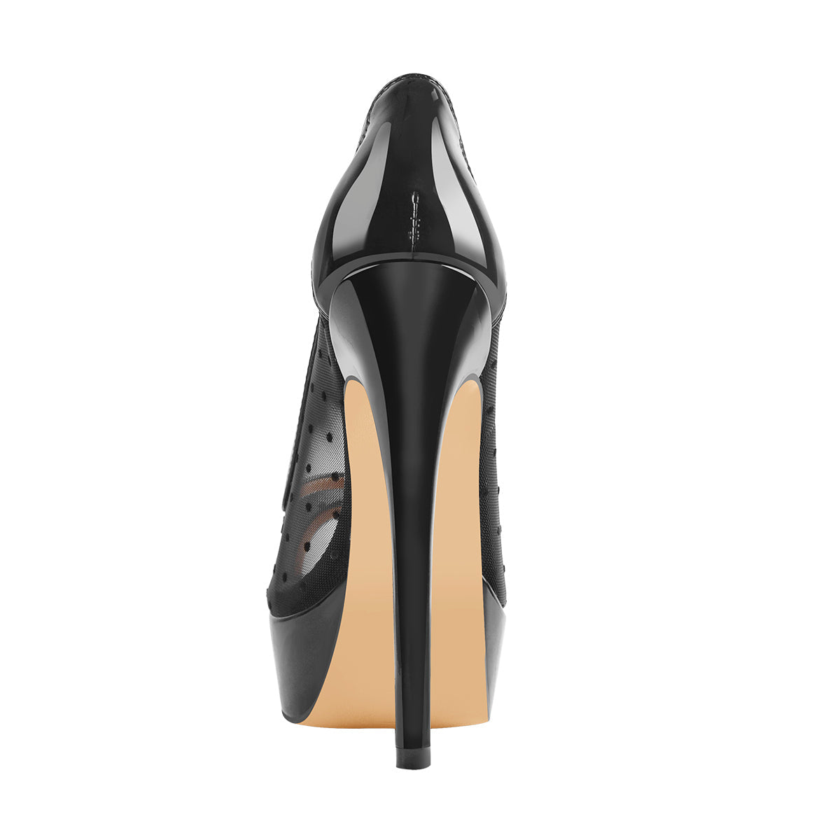 Peep Toe Black Platform Grid High Heel Stiletto Pumps - Onlymaker