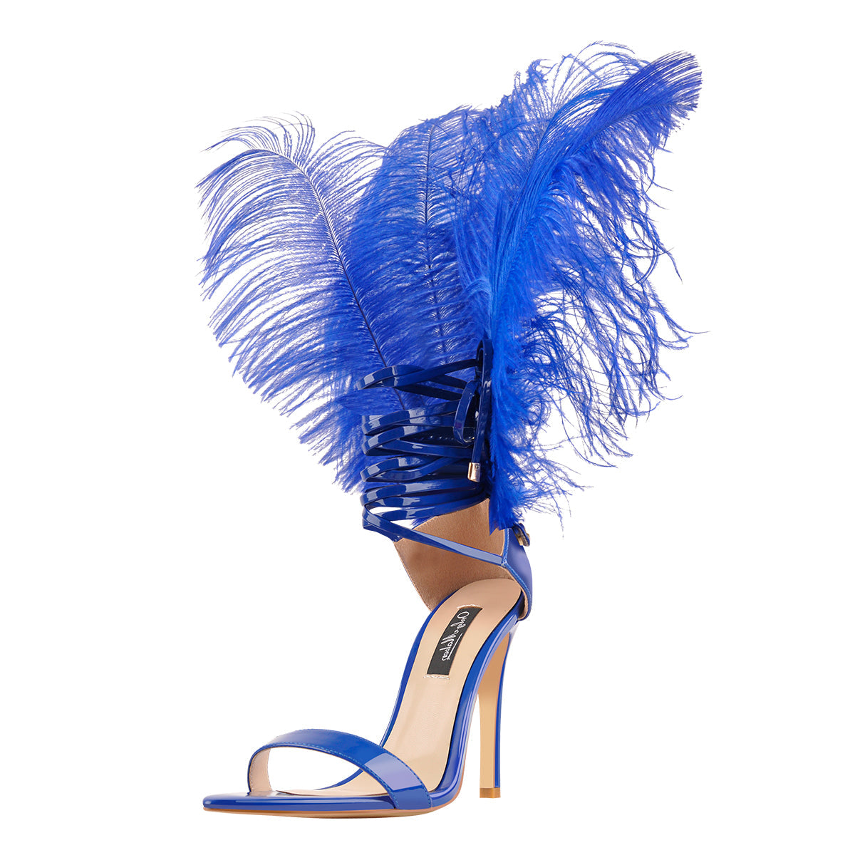 Open Toe Feather Back Lace Up Stiletto Heel Sandals - Onlymaker