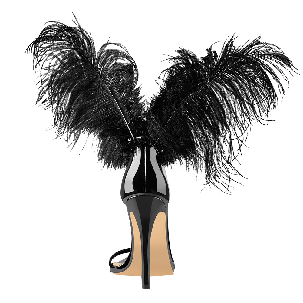 Open Toe Feather Back Lace Up Stiletto Heel Sandals - Onlymaker