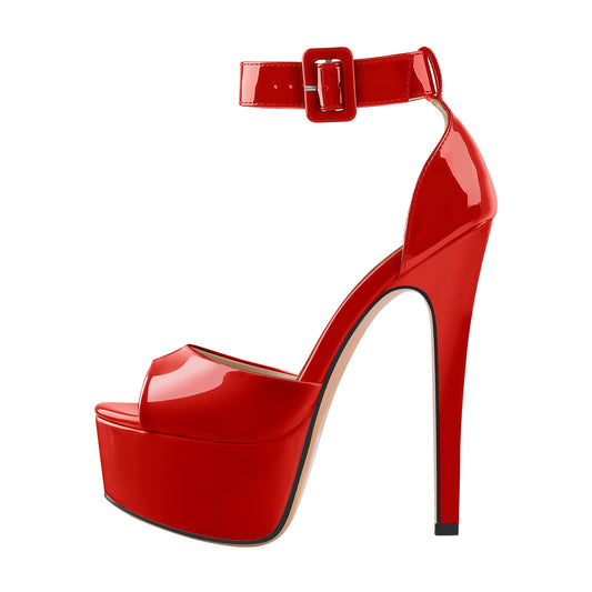 Peep Toe Platform Ankle Straps High Heel Sandals - Onlymaker