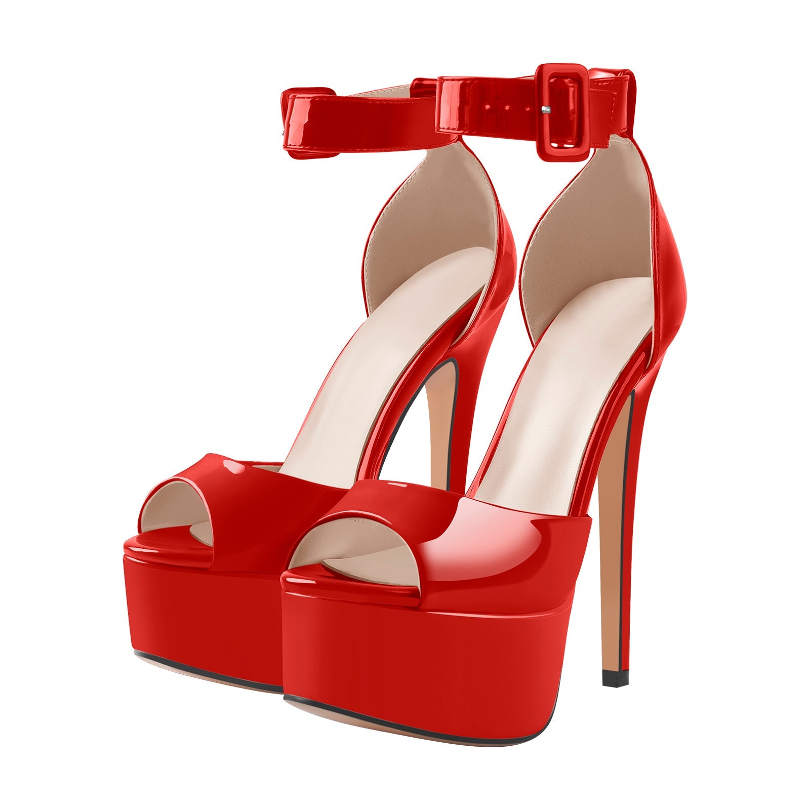 Peep Toe Platform Ankle Straps High Heel Sandals - Onlymaker