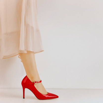 Mary Jane Patent Leather High Heel Pumps - Onlymaker
