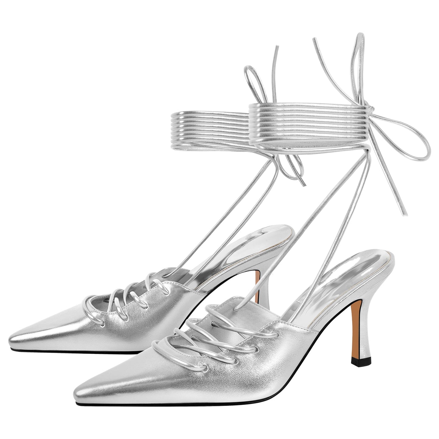 Lace up Pointed Toe Stiletto Pumps - Onlymaker