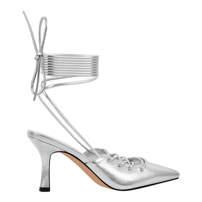 Lace up Pointed Toe Stiletto Pumps - Onlymaker