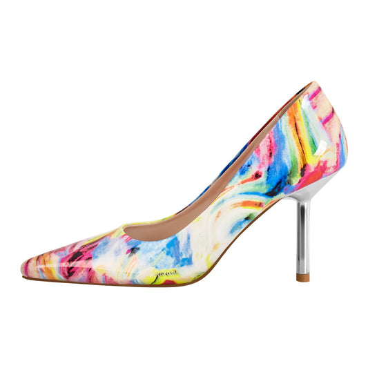 Pointed Toe Gradient Stone Stiletto Pumps - Onlymaker