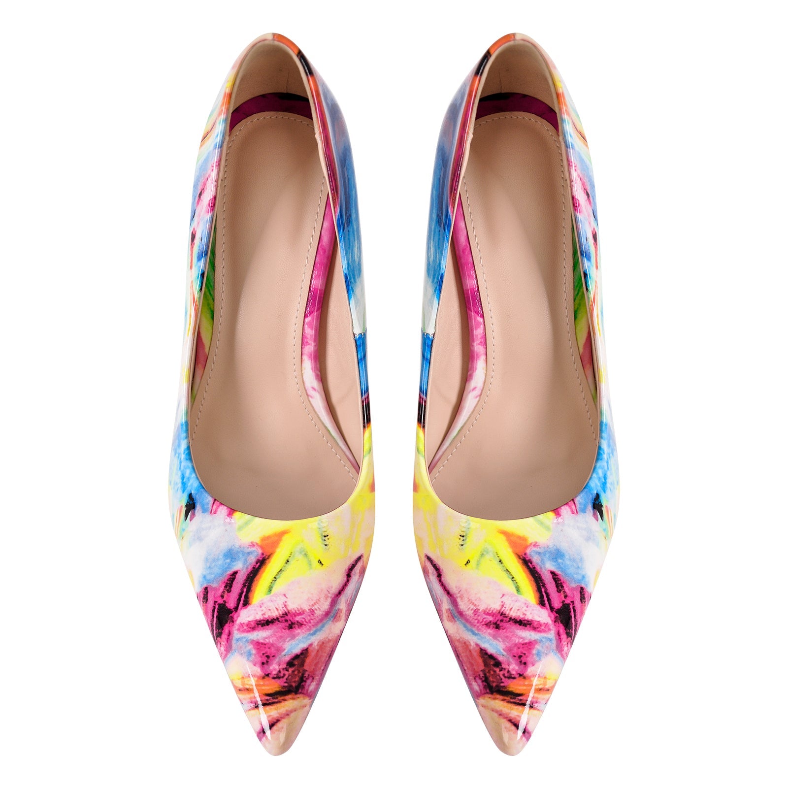 Pointed Toe Gradient Stone Stiletto Pumps - Onlymaker