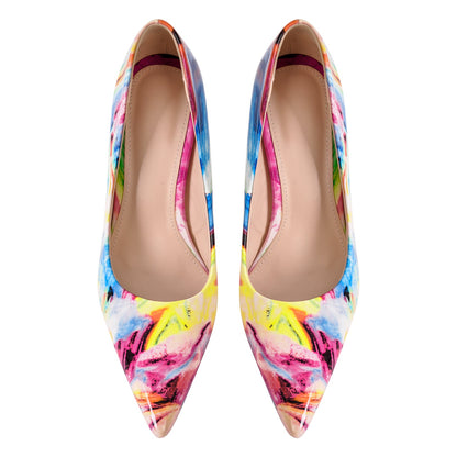 Pointed Toe Gradient Stone Stiletto Pumps - Onlymaker