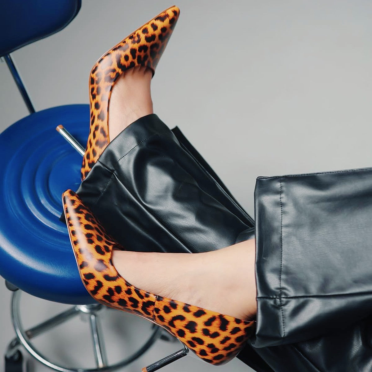 Leopard Pointed Toe Slip On High Heels - Onlymaker