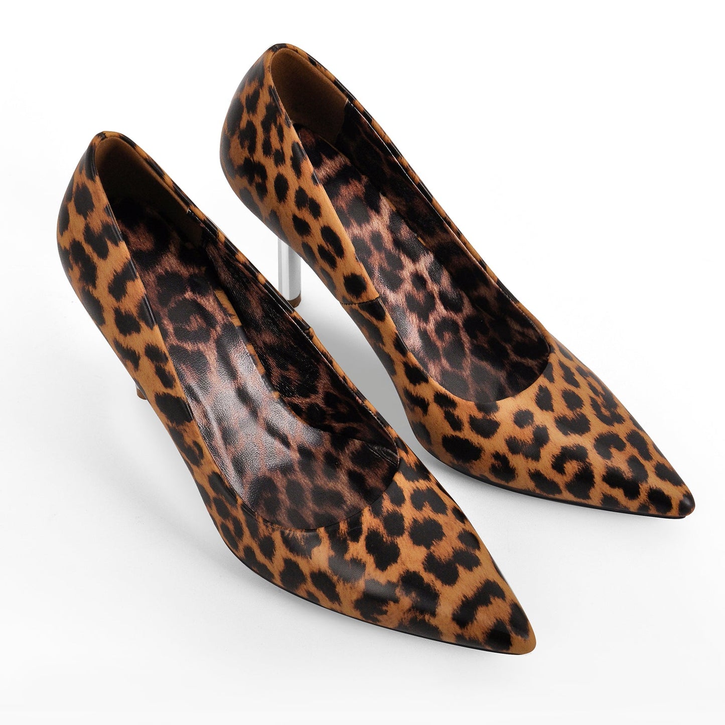 Leopard Pointed Toe Slip On High Heels - Onlymaker