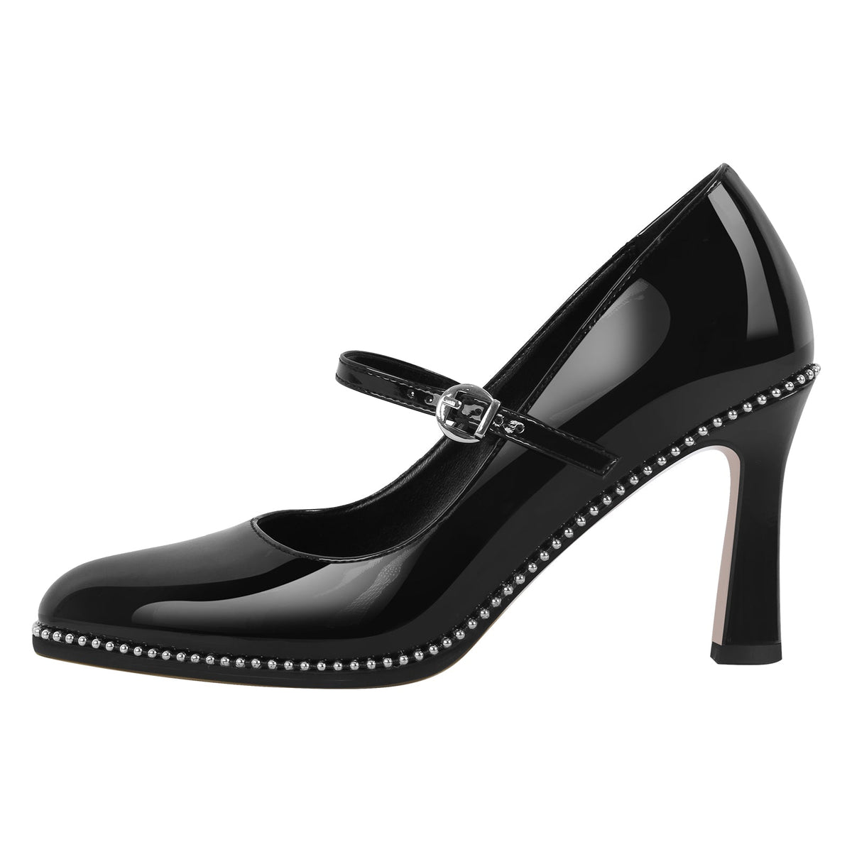 Mary Jane Pointed Toe Rivet Stiletto Pumps - Onlymaker