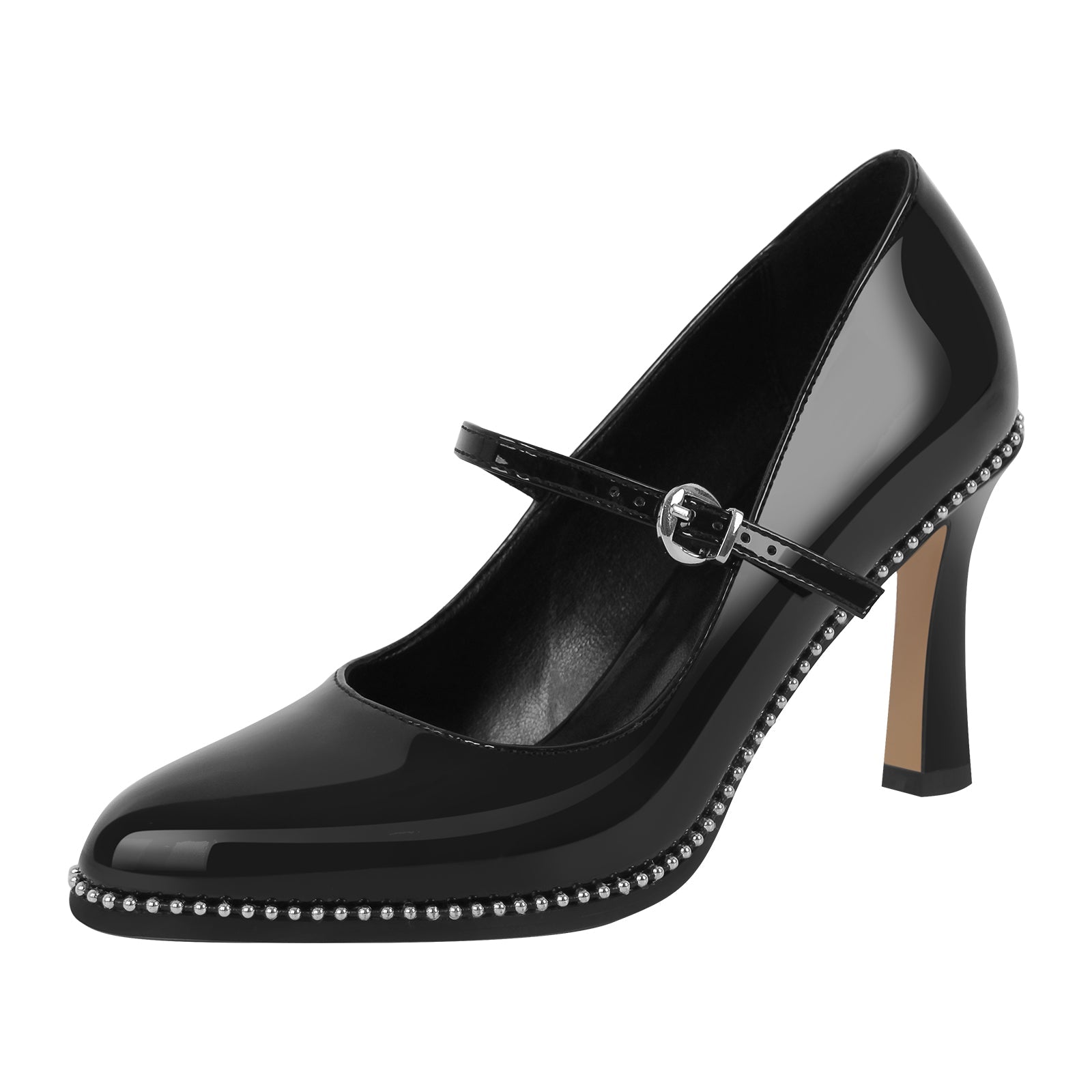 Mary Jane Pointed Toe Rivet Stiletto Pumps - Onlymaker